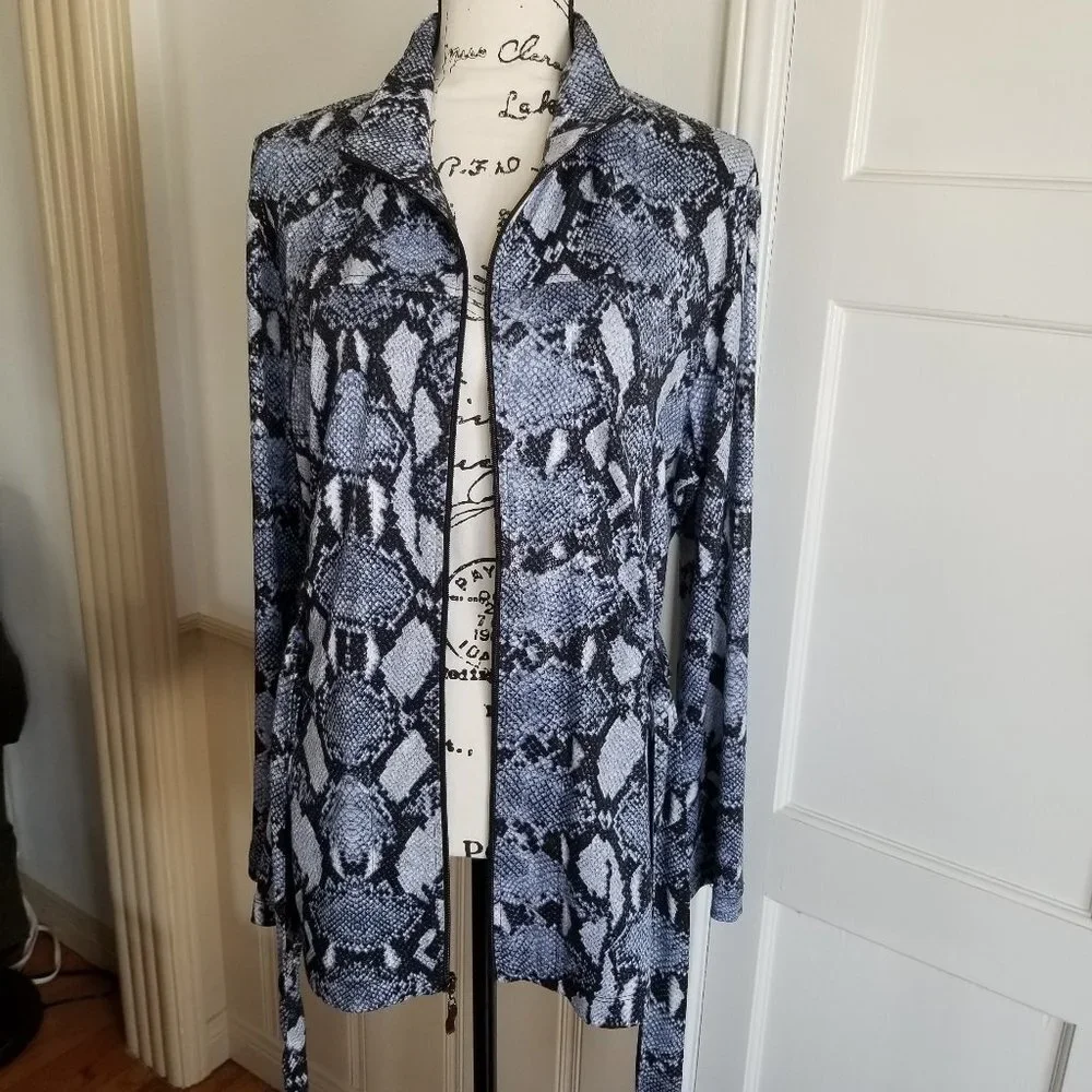 Chico's Snakeskin Pattern Zip Jacket with Tie